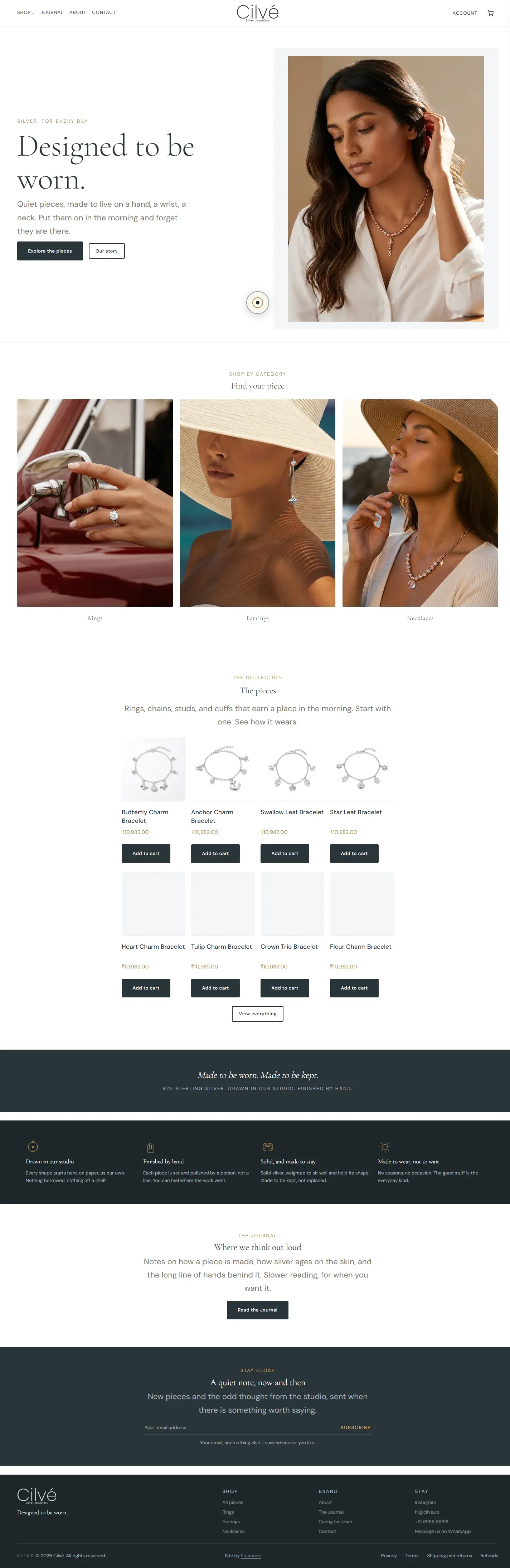 Cilv&eacute; website, full desktop view