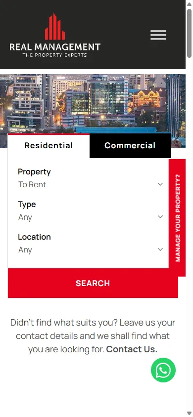 Real Management website, mobile