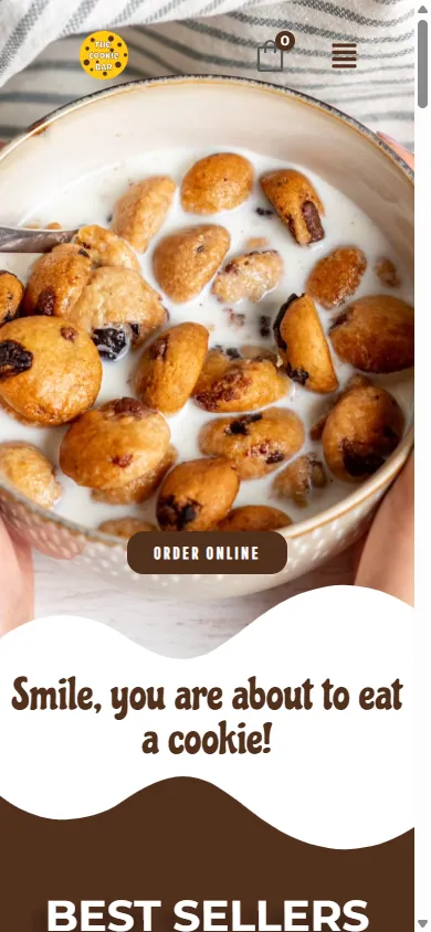 The Cookie Bar website, mobile