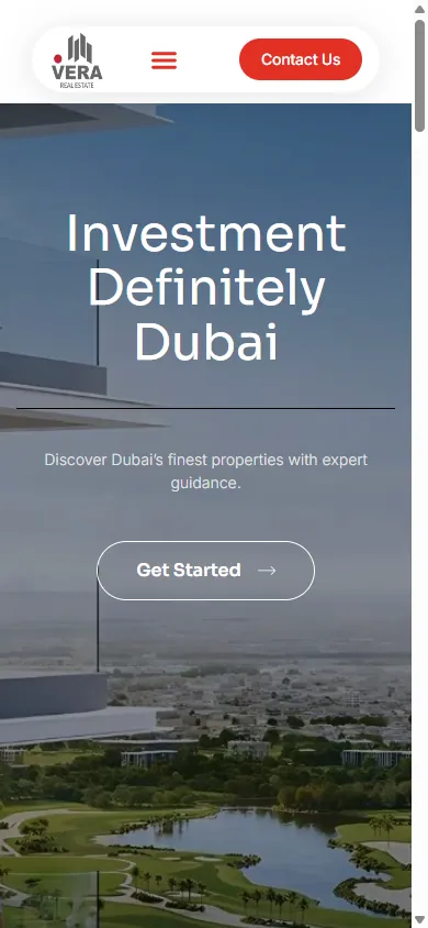 Vera Real Estate website, mobile