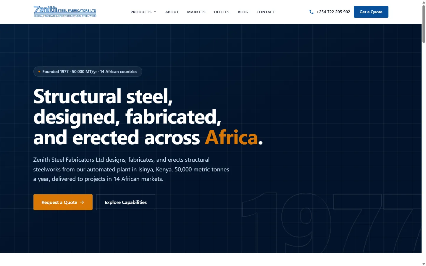Zenith Steel website